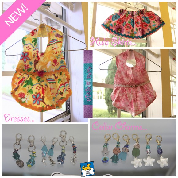 Doggie Dresses, Hula Skirts and Collar Charms from Pixie Paws!